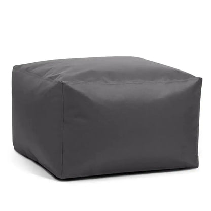 Carré pouf imperméable gris, idéal pour extérieur et moments de détente.